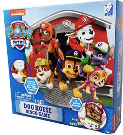 Paw Patrol Dog House Bingo Game box with the Paw Patrol pups