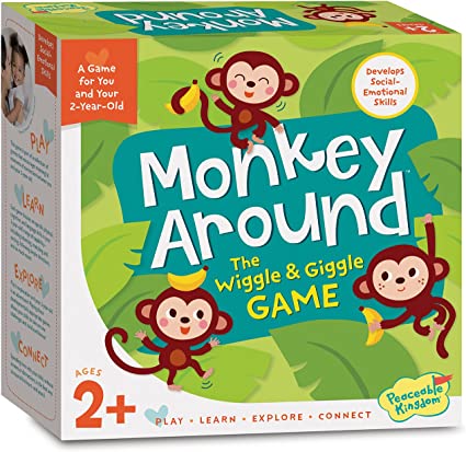 Monkey Around, The Wiggle and Giggle Game box with cartoon monkeys